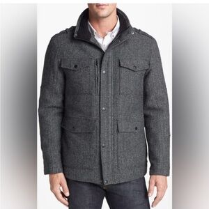 Kenneth Cole New York Wool Blend Herringbone  Field Jacket